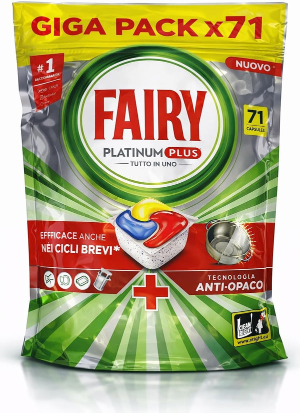 Fairy Platinum PLUS - Spülmaschinentabs All-In-One Kapseln Zitrone Lemon Geschirrspültabs (71 Lemon)