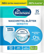 Dr. Beckmann MAGIC LEAVES Waschmittel-Blätter UNIVERSAL | vordosierte & wasserlösliche Waschblätter | platzsparend und leicht anzuwenden | 80 Blätter
