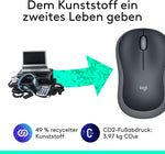 Logitech M185 Kabellose Maus, 2,4 GHz mit USB-Nano-Empfänger, 12 Monate Batterielaufzeit, 1000 DPI Optical Tracking, Für Links- und Rechtshänder, Kompatibel mit PC, Mac, Laptop - Grau