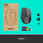 Logitech M705 Marathon Kabellose Maus, 2.4 GHz Verbindung via Unifying USB-Empfänger, 1000 DPI Laser-Sensor, 3-Jahre Akkulaufzeit, 7 Tasten, PC/Mac - Schwarz