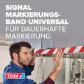 tesa Signal Markierungsklebeband UNIVERSAL - selbstklebendes Warnband zur permanenten Markierung und Kennzeichnung von Gefahrenzonen - aus robustem PP - 66 m x 50 mm - Rot/Weiß