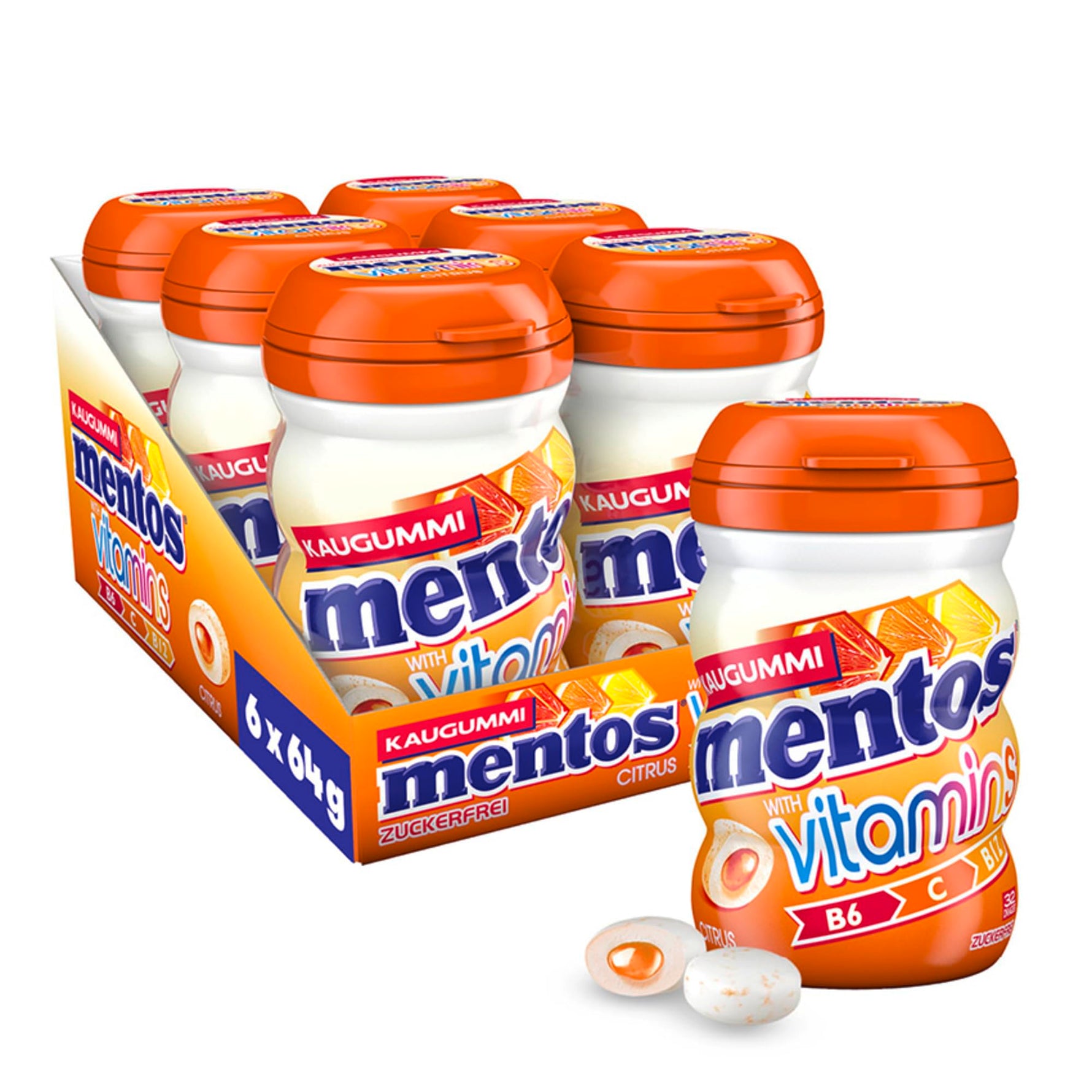 Mentos Kaugummi Pure Fresh Erdbeere, 6 Boxen zuckerfreie Chewing Gum Dragees mit Erdbeer-Geschmack & flüssiger Füllung, Multipack (6 x 35 Stück)