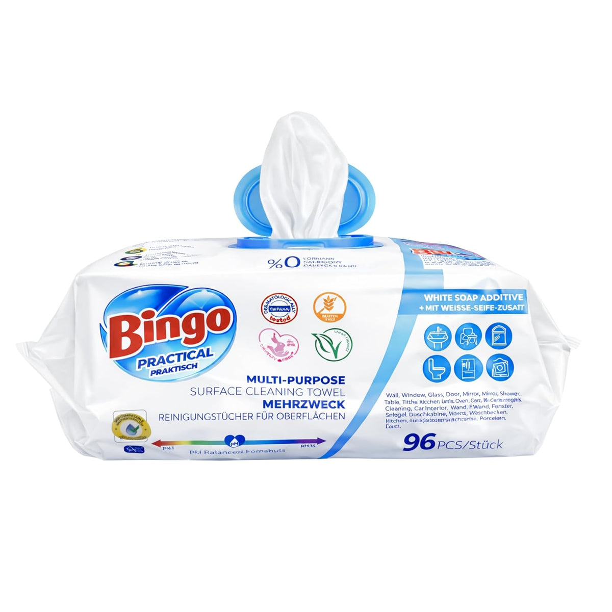 Bingo 1x Reinigungs Streifenfrei Oberflächenreinigungstücher Staubreiniger Kraftvolle Markenqualität Glas & Oberflächen – Schnell trocknend Tischtücher, Farbe: Lavendel, (1, Blau)