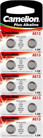 Camelion AG13 / LR44 / A76 Knopfzelle Alkaline Alkali Batterie, 10-er Pack, Lange Haltbarkeit (Haltbarkeitsdatum markiert)