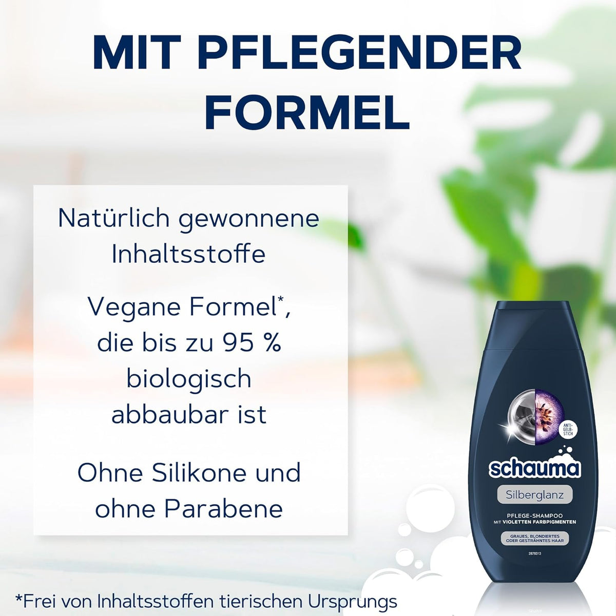 Schwarzkopf Schauma Pflege-Shampoo Silberglanz (250 ml), Silbershampoo hilft gelbliche Verfärbungen zu reduzieren, Haarshampoo für graues, blondiertes oder gesträhntes Haar