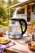 Glas Wasserkocher 2,0L 2200W BPA Frei – Teekocher aus Borosilikatglas mit LED Beleuchtung,Indoor Outdoor Camping Wandern, Automatische Abschaltung, Trockengehschutz