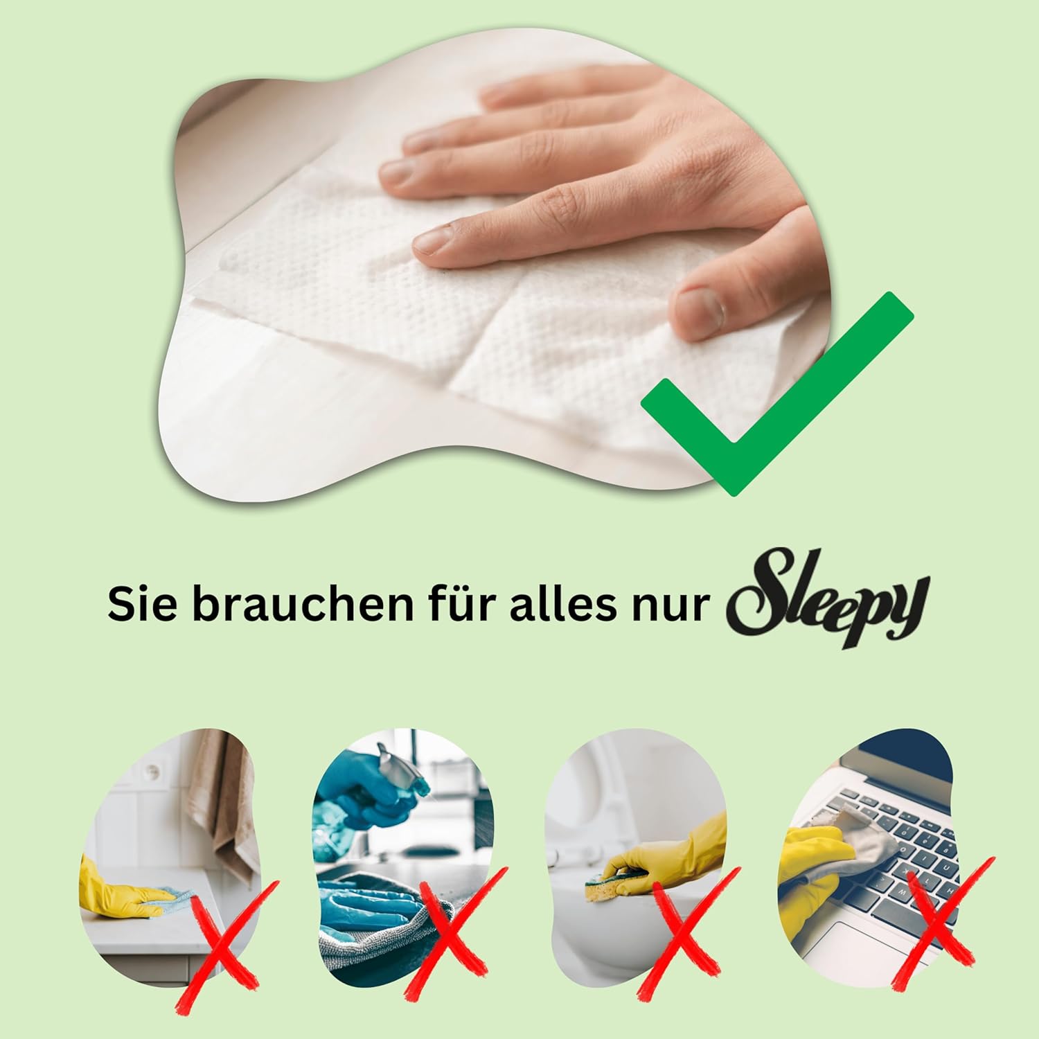 Sleepy Easy Clean Surface Cleaning Towel Herbal Soap Additive 6 Pack 6 * 100 (600 Sheets)