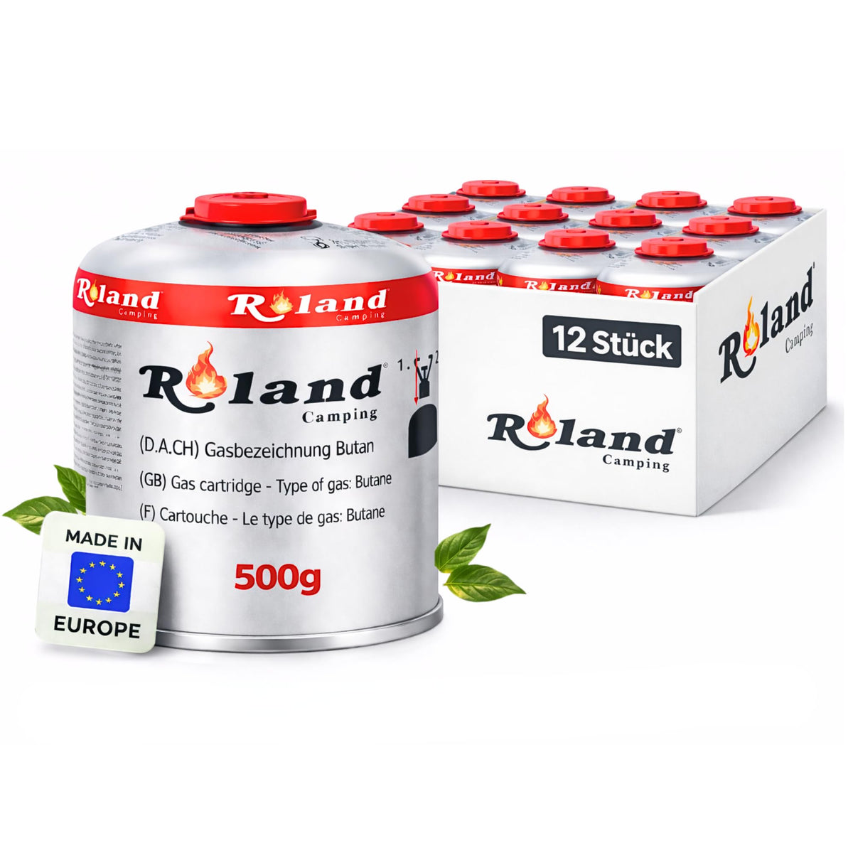 Roland Camping Butan Gaskartusche 227g – 28 Stück Gaskartuschen für Schweißbrenner Gaskocher, Lötbrenner & Heizung – Premium Qualität Butangas mit oder ohne Gasbrenner (28 Stück)