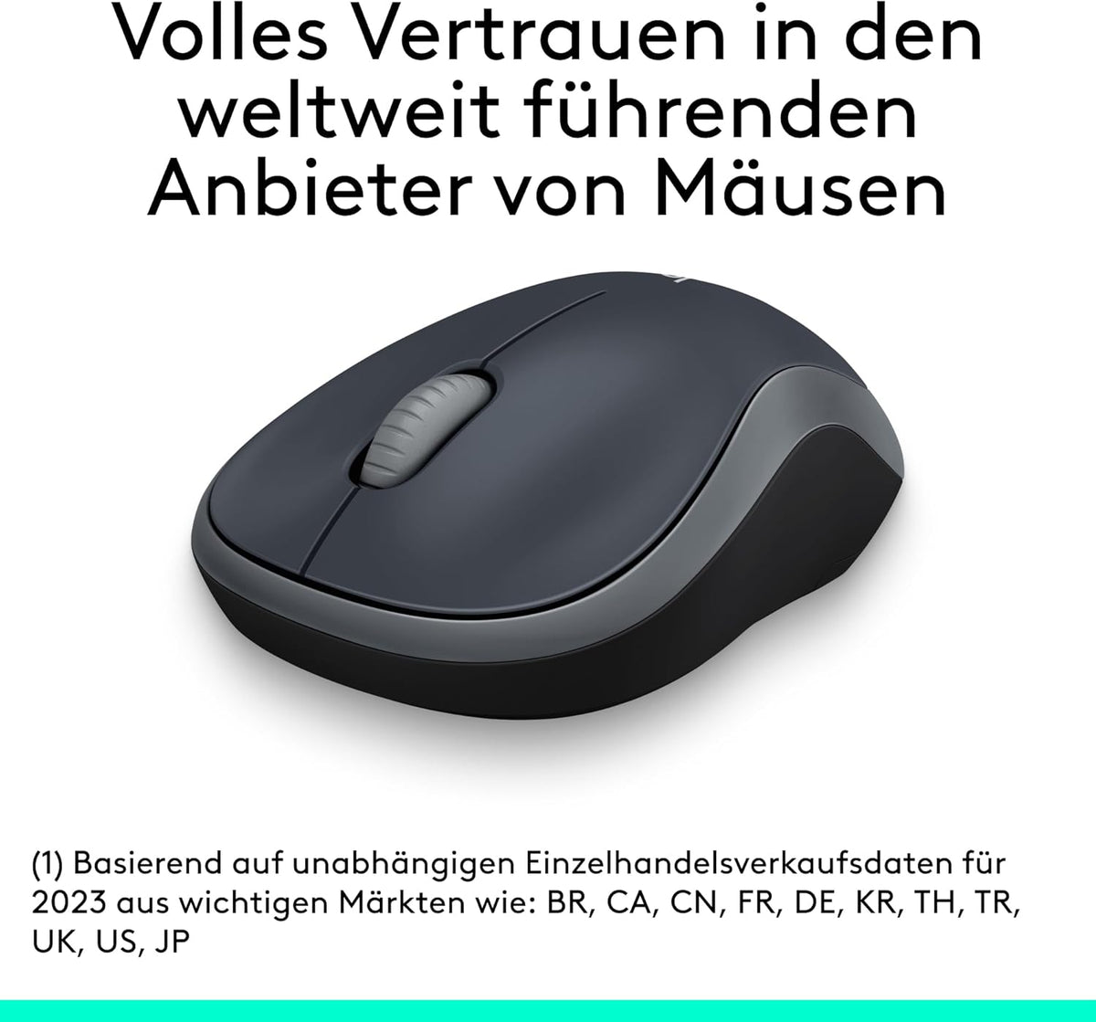 Logitech M185 Kabellose Maus, 2,4 GHz mit USB-Nano-Empfänger, 12 Monate Batterielaufzeit, 1000 DPI Optical Tracking, Für Links- und Rechtshänder, Kompatibel mit PC, Mac, Laptop - Grau