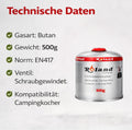 Roland Camping Gaskartusche Schweißbrenner Schraubventil EN-417 geiegnet Weber Grill (6 x 500g)