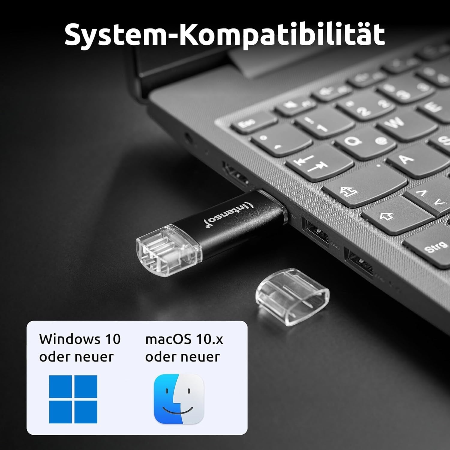 Intenso Twist Line 256 GB, Dual USB-Stick 3.2 Gen 1x1, USB-C und USB-A, 70MB/s, Anthrazit