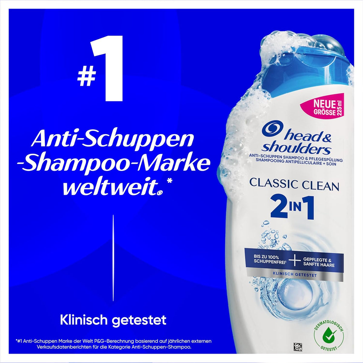 Head & Shoulders Classic Clean 2-in-1 Anti-Schuppen Shampoo und Pflegespülung 1000ml Pumpspender. Schuppenfrei