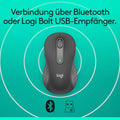 Logitech Signature M650 L Kabellose Maus - für große Hände, Leise Klicks, Anpassbare Seitentasten, Bluetooth, Kompatibilität mit mehreren Geräten - Grau