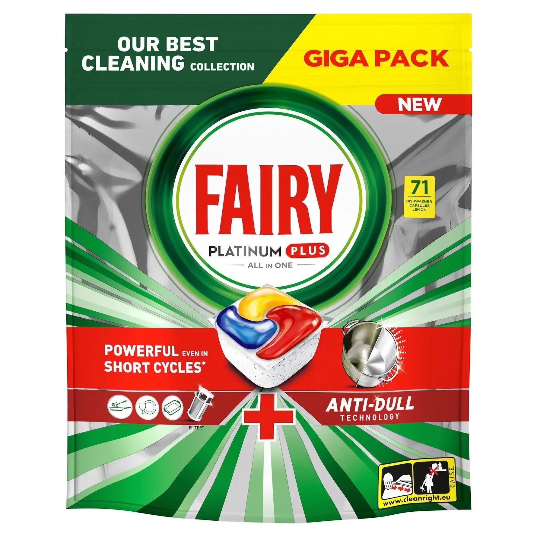 Fairy Platinum PLUS - Spülmaschinentabs All-In-One Kapseln Zitrone Lemon Geschirrspültabs (71 Lemon)