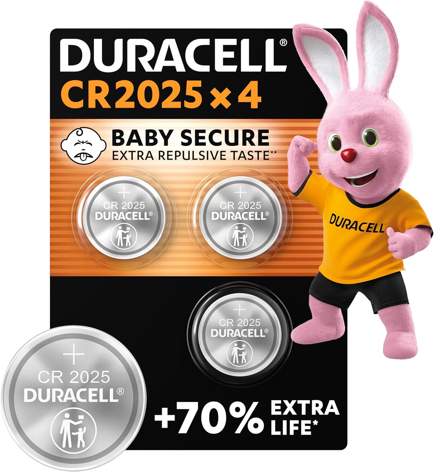 Duracell CR2025 Knopfzellen (4 Stück), CR 2025 Lithium-Knopfzelle 3 V