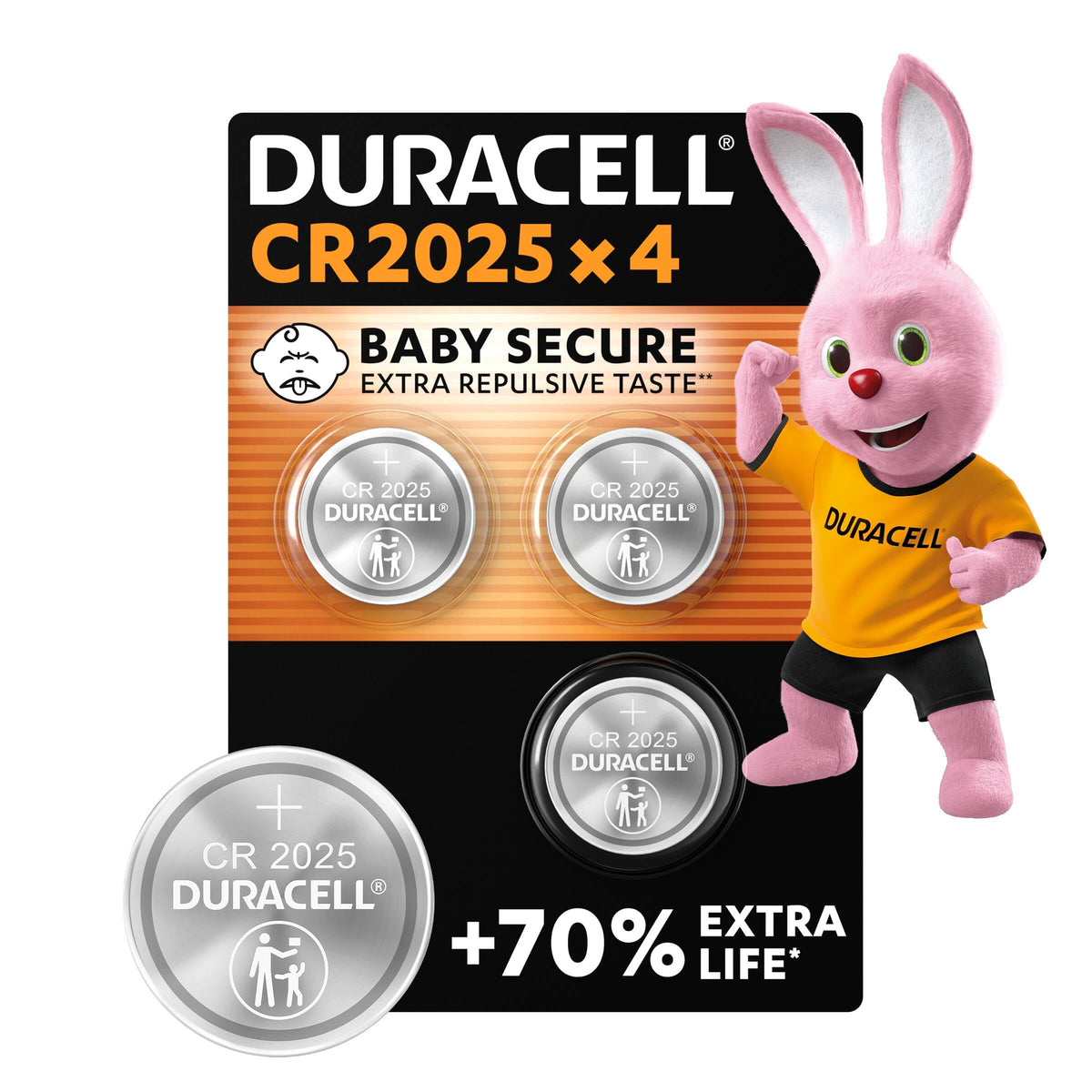 Duracell CR2025 Knopfzellen (4 Stück), CR 2025 Lithium-Knopfzelle 3 V