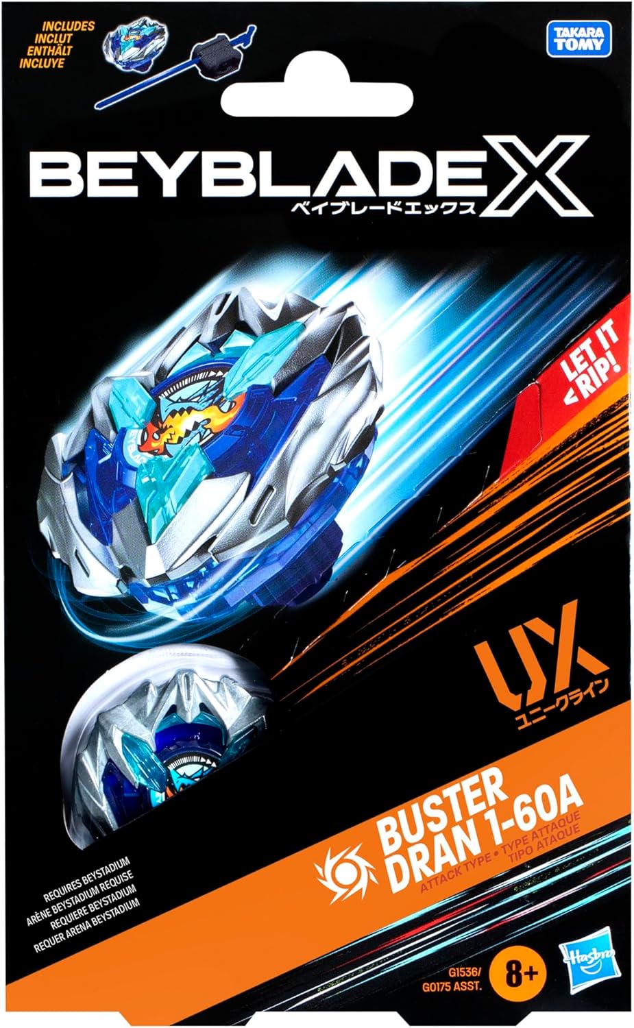 Hasbro Beyblade X Buster Dran 1-60A UX Starter Pack, Kreisel und Starter
