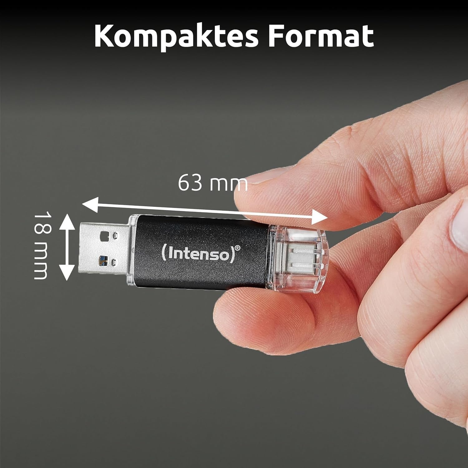 Intenso Twist Line 256 GB, Dual USB-Stick 3.2 Gen 1x1, USB-C und USB-A, 70MB/s, Anthrazit