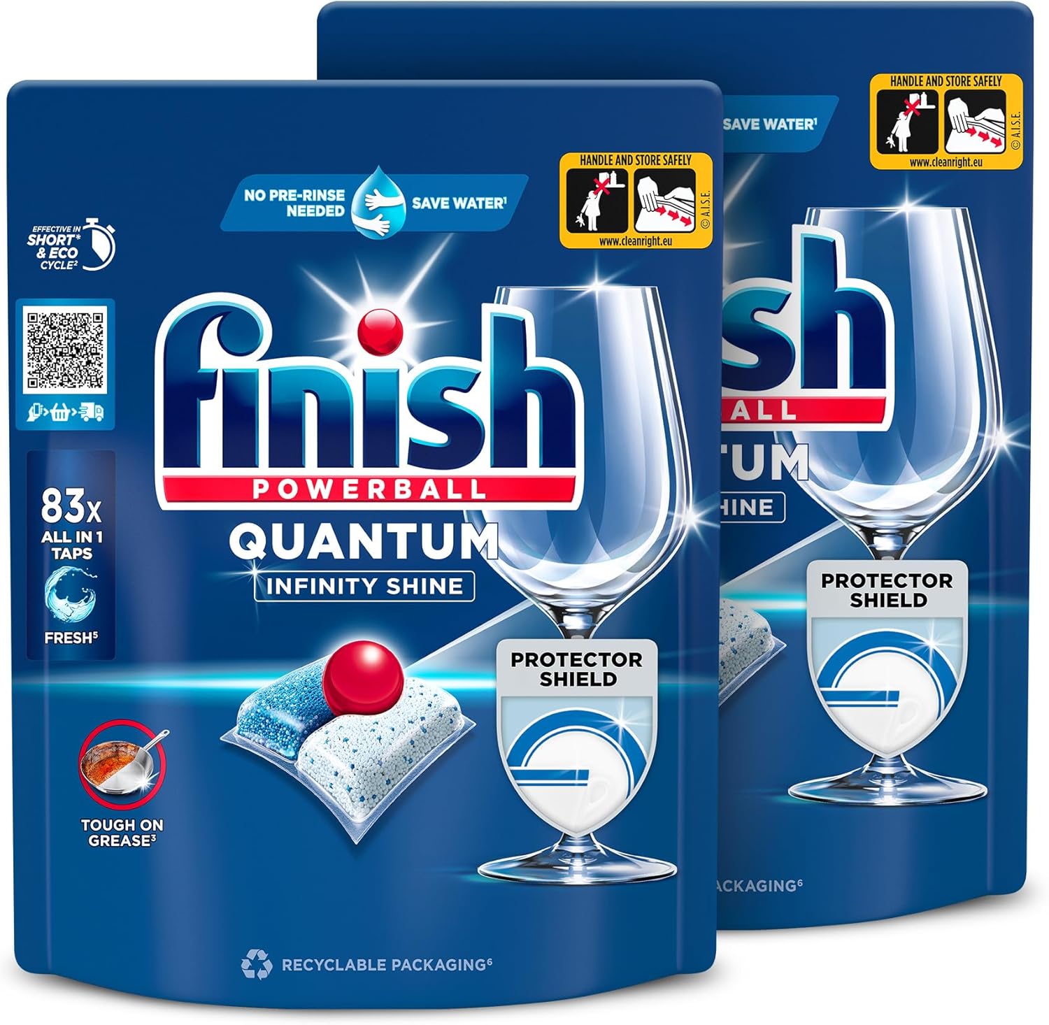Finish Quantum Infinity Shine Spülmaschinentabs – kraftvolle Reinigung, Fettlösekraft und Glanz – 2x 83 Finish Caps