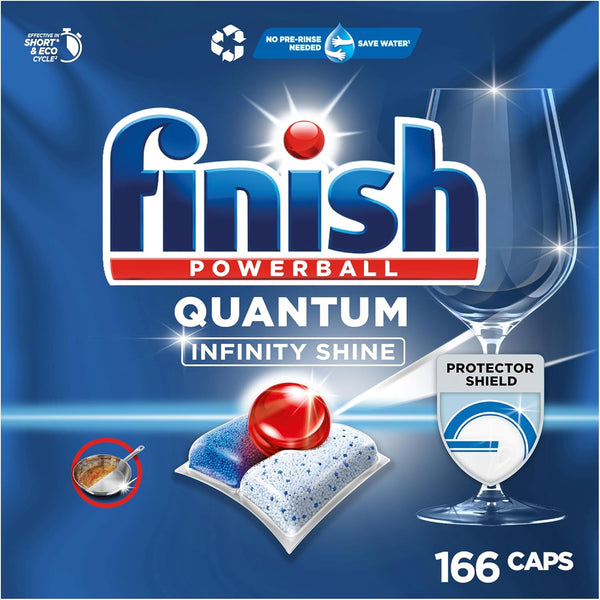 Finish Quantum Infinity Shine Spülmaschinentabs – kraftvolle Reinigung, Fettlösekraft und Glanz – 2x 83 Finish Caps