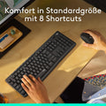 Logitech MK295 kabelloses Tastatur-Maus-Set mit SilentTouch-Technologie, Shortcut-Tasten, optischer Spurführung, Nano USB-Empfänger, verzögerungsfreier Drahtlosverbindung, QWERTZ layout - Schwarz