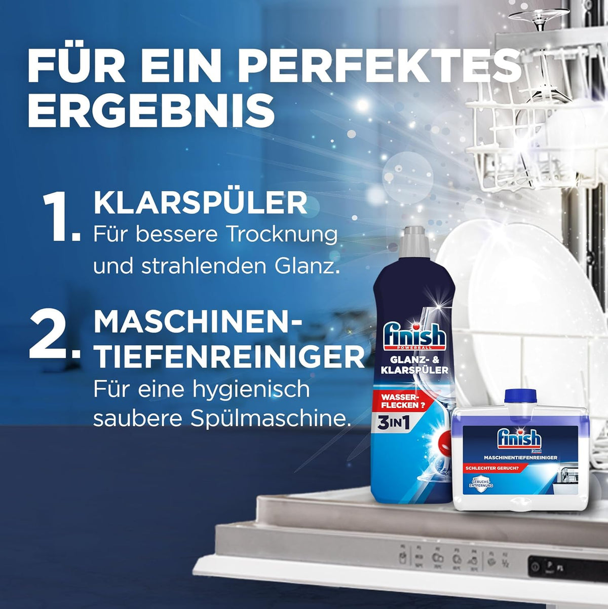 Finish Quantum Infinity Shine Spülmaschinentabs – kraftvolle Reinigung, Fettlösekraft und Glanz – 2x 83 Finish Caps