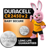 Duracell CR2450 Knopfzellen (2 Stück), CR 2450 Lithium-Knopfzellen 3 V