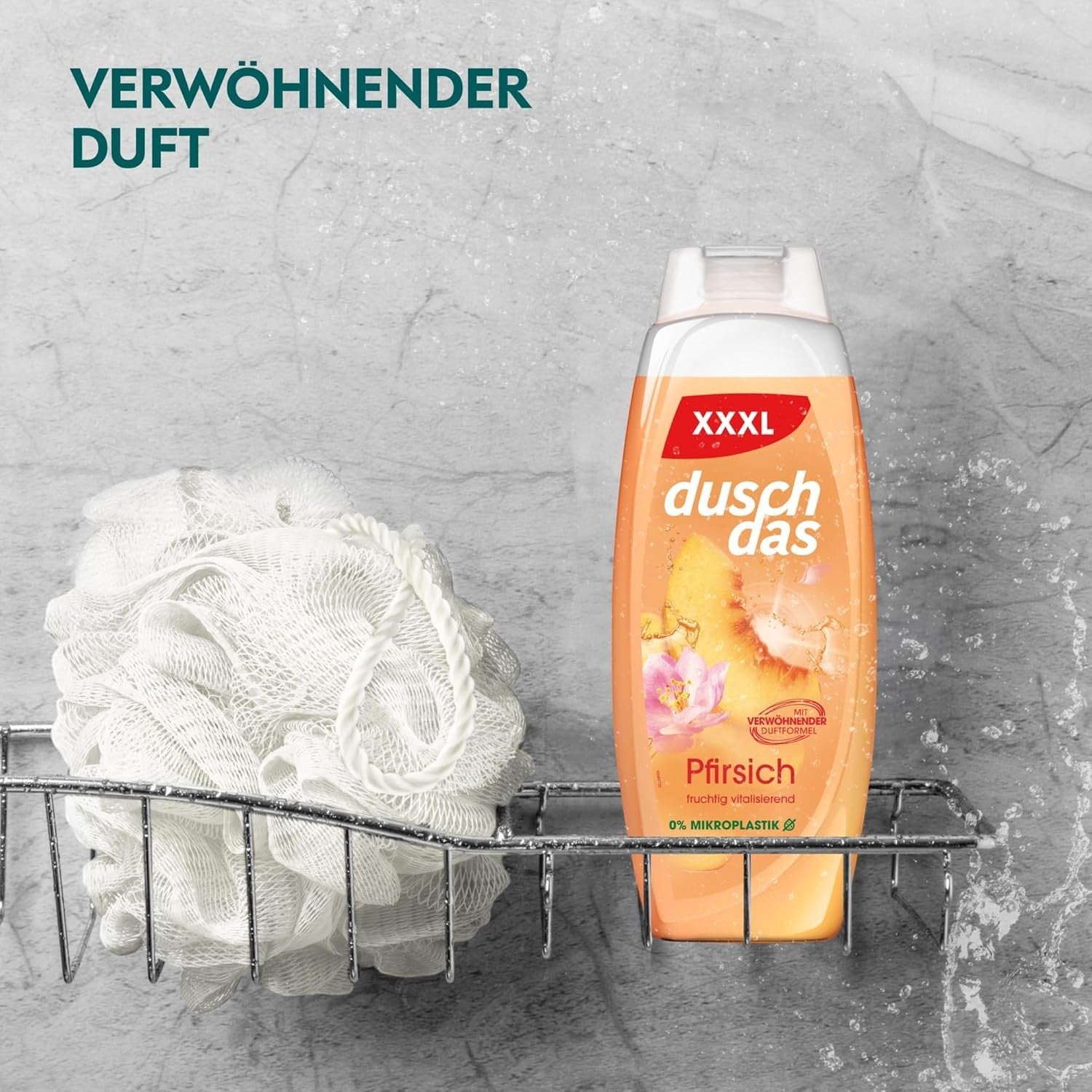 Duschdas Duschgel Pfirsich XXXL Duschbad mit verwöhnender Duftformel sorgt für einen erfrischenden Start in den Tag 675 ml
