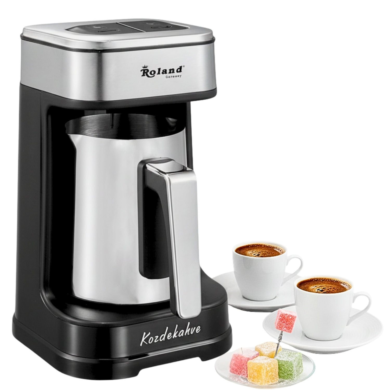 Roland Germany Türkische Kaffeekanne (Cezve) – silber, Edelstahl (Set)