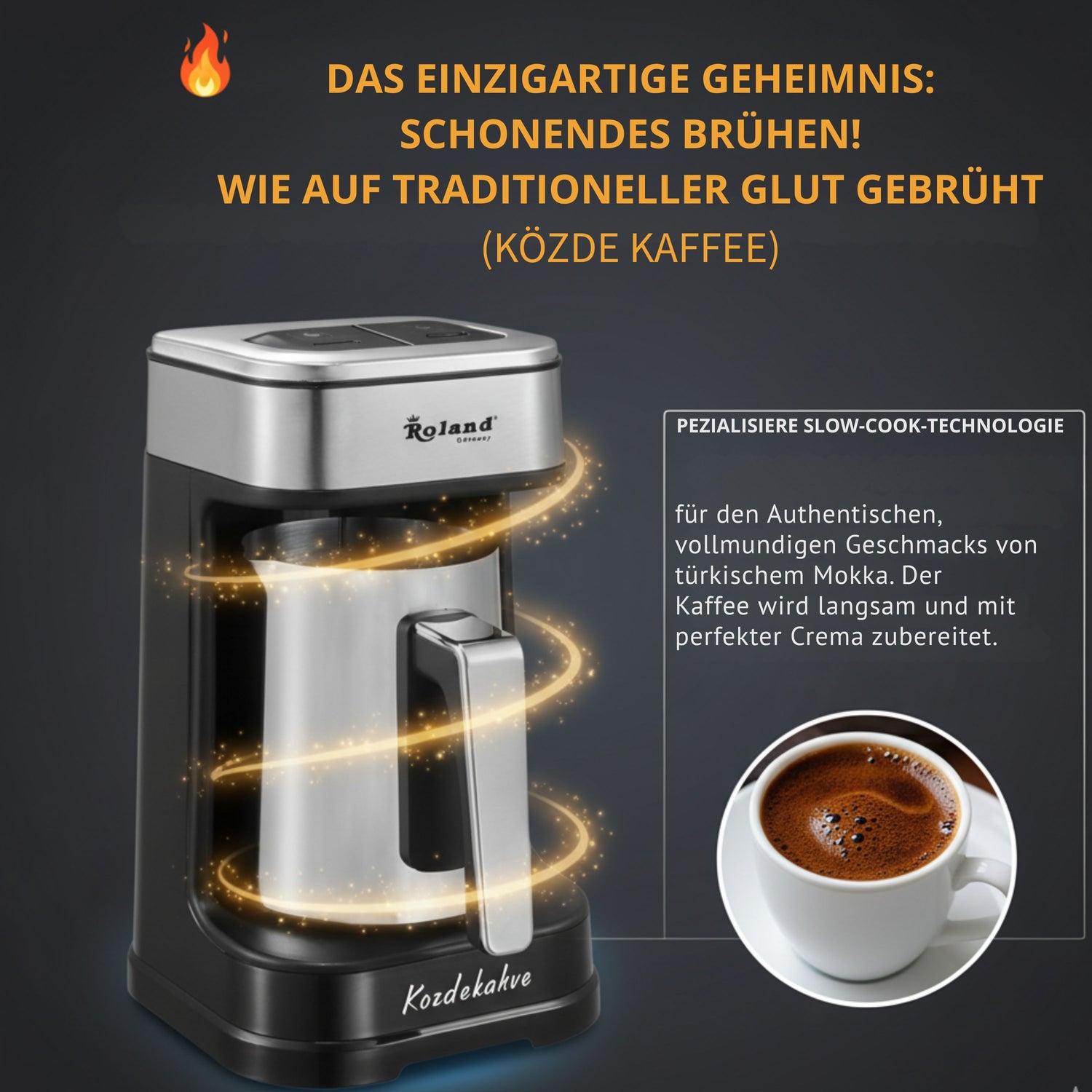 Roland Germany Türkische Kaffeekanne (Cezve) – silber, Edelstahl (Set)