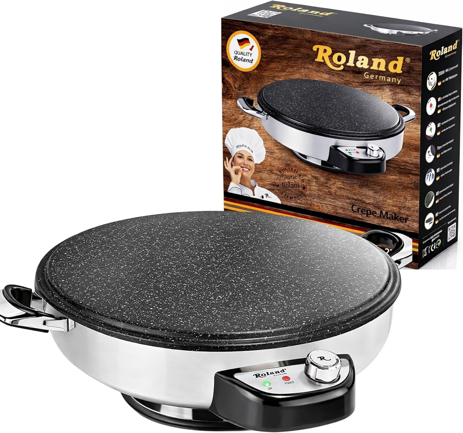Roland Germany Crêpes Maker Granit – Antihaft, gleichmäßige Hitze & leicht zu reinigen