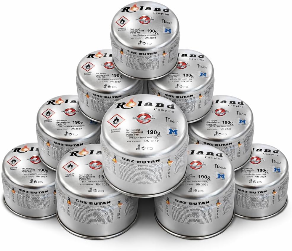 Roland Camping Stechgaskartusche 190g – 12 Stück (Typ C200 / EN417)