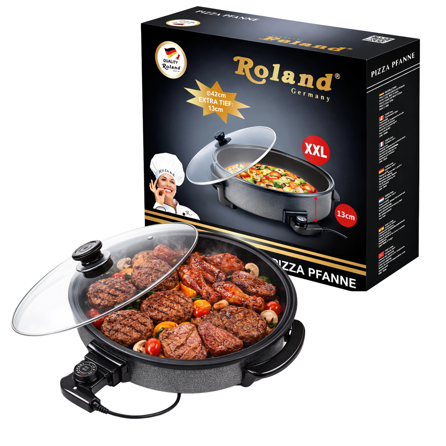 Crepes Maker 42 cm Granit – Elektrisches Crepe- & Yufka-Gerät 2300W mit Temperaturregler & Antihaftbeschichtung