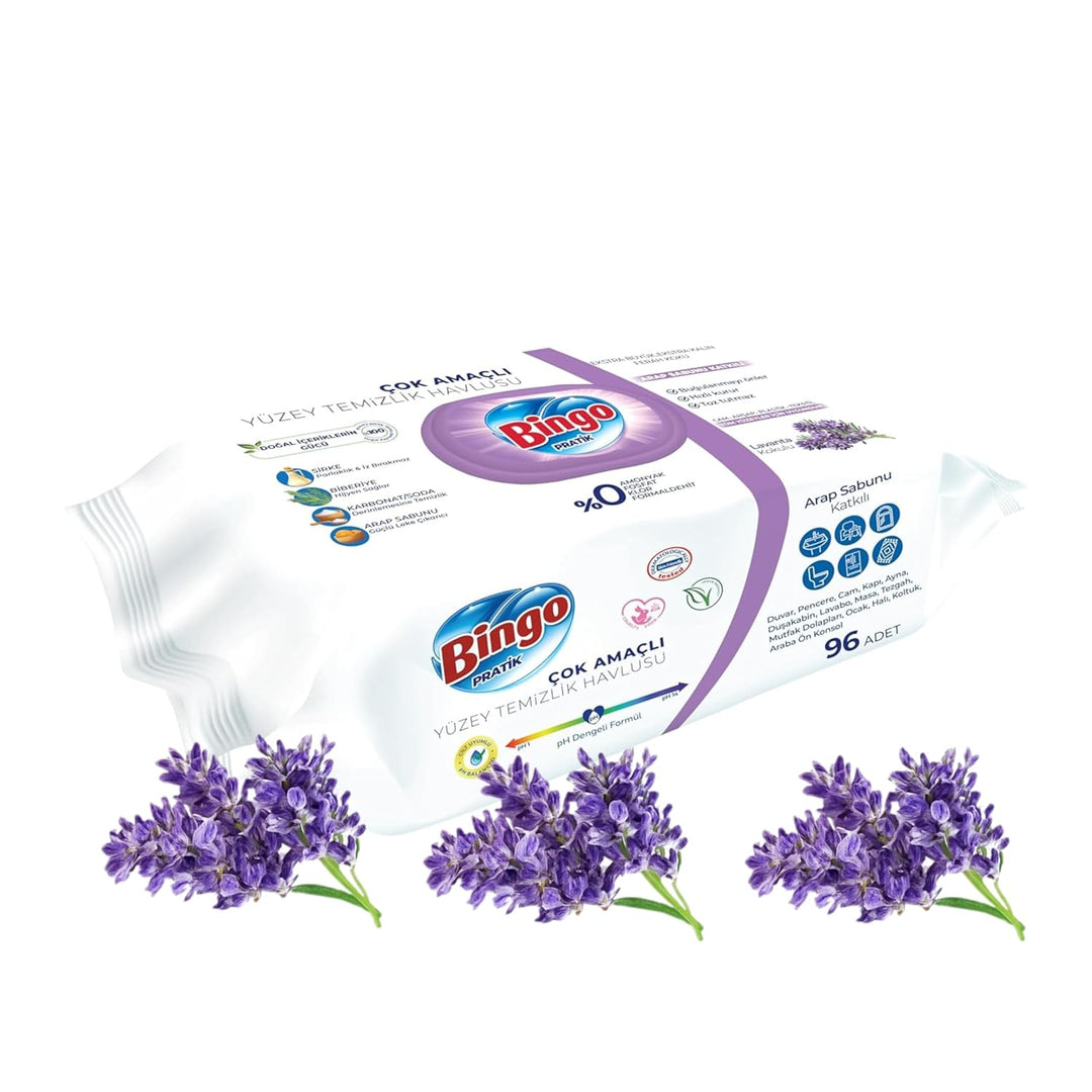 Bingo Streifenfrei Oberflächenreinigungstücher – Schnell trocknend, Lavendel (1 Stück)