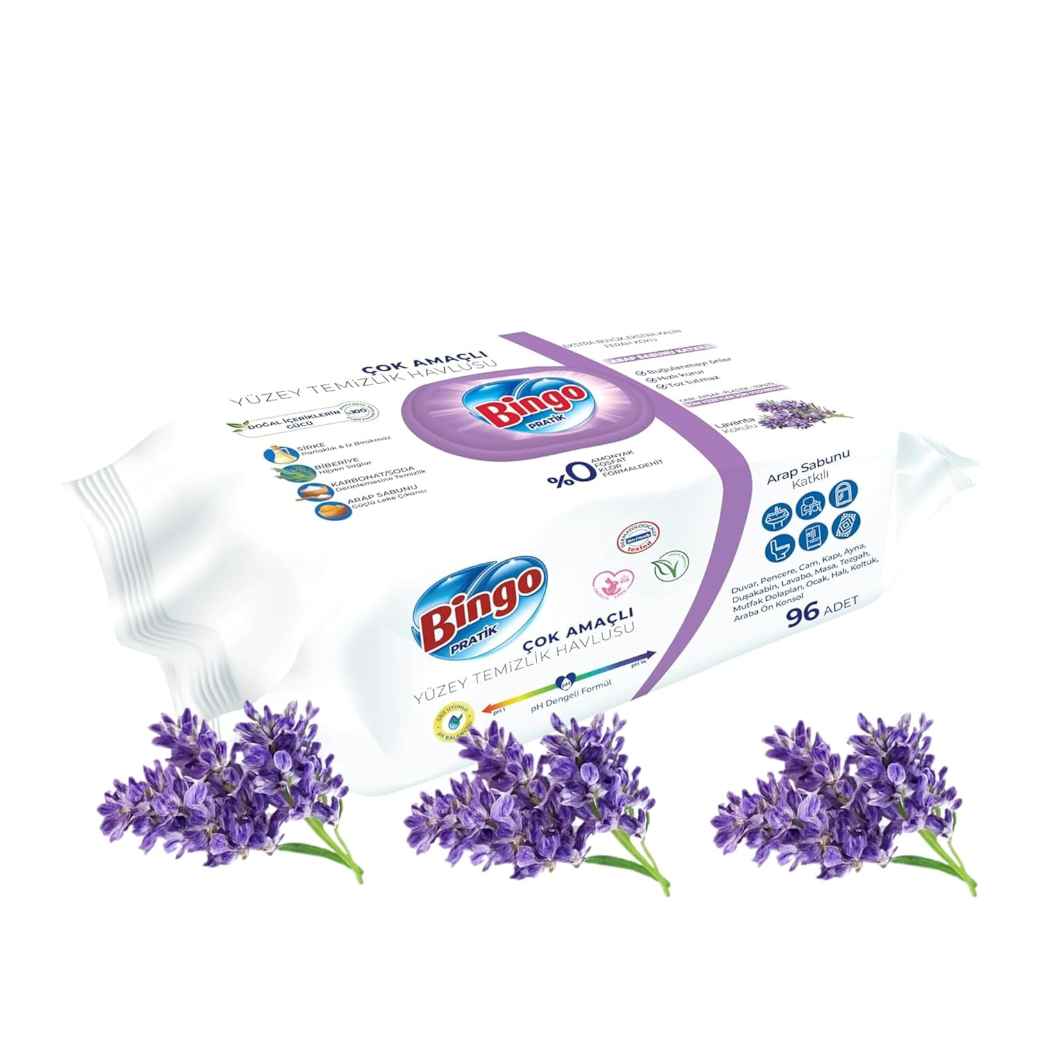 Bingo Streifenfrei Oberflächenreinigungstücher – Schnell trocknend, Lavendel (1 Stück)