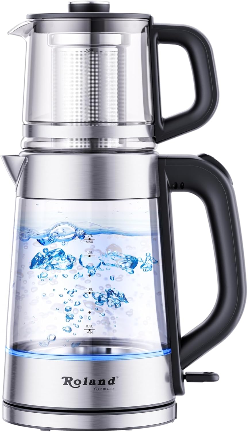 Roland Germany Teekannen-Set Edelstahl 2-teilig – Teekanne und Wasserkocher